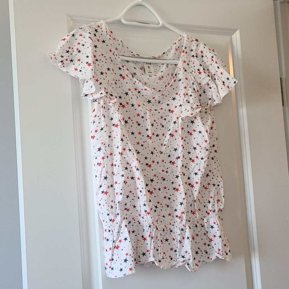 Stars ruffle short sleeve top